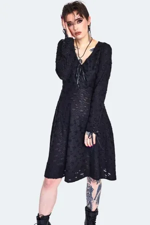 Jawbreaker Venom Print Distressed Skater Dress Kleid