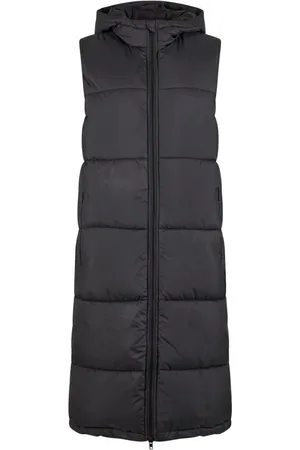 Urban classics Ladies Long Hooded Puffer Vest Girl-Weste