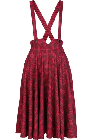 Voodoo Vixen Plaid Removable Suspender Flare Skirt Rock