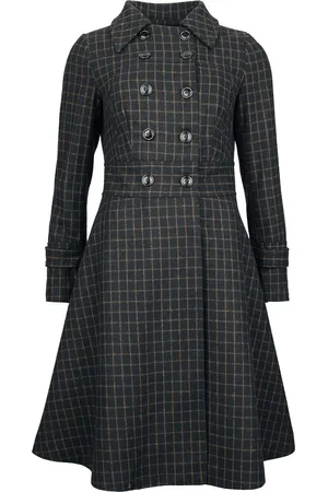 Voodoo Vixen Double Breasted Collared Check Coat Girl-Mantel