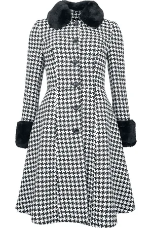 Voodoo Vixen Houndstooth Faux Fur Trim Coat Girl-Mantel