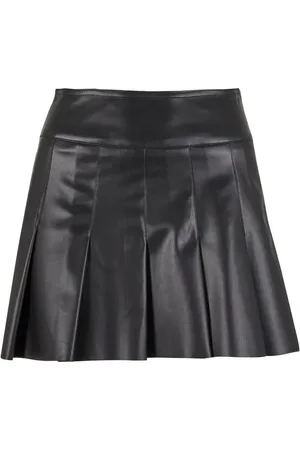 Urban classics Ladies Synthetic Leather Pleated Skirt Minirock