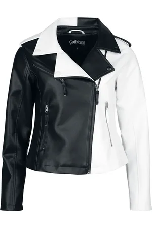 Gothicana Jacket in Black and White Girl-Kunstlederjacke