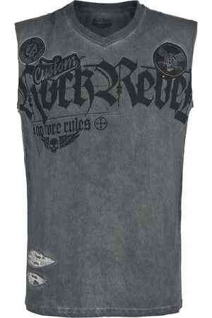 Rock Rebel Graues Tank-Top mit Waschung und Print Tank-Top