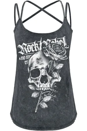 Rock Rebel Top mit Vintage Waschung und Print Girl-Top