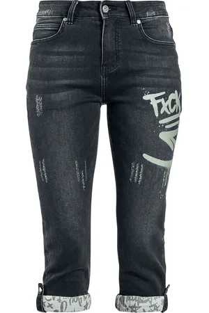 RED by EMP 3/4 Jeans mit Graffiti Details Girl-Shorts