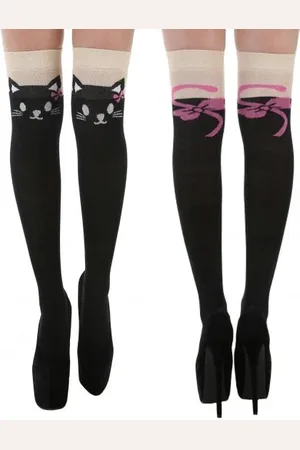 Pamela Mann Cat Over The Knee Socks with Tail Overknees