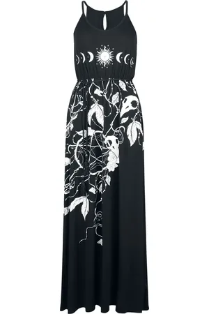 Gothicana Dress With Roses and Skulls Maxikleid