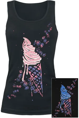 Full Volume Tank Top with Sequins and Print Girl-Top