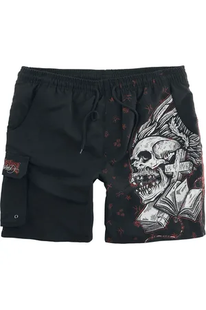 Rock Rebel Badeshorts mit Totenkopf Print Badeshorts