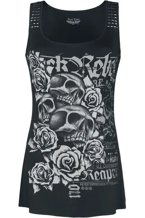 Rock Rebel Top mit Frontprint und Nietendetails Girl-Top