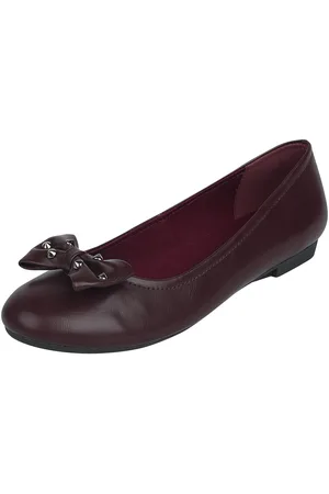 Rock Rebel Dunkelrote Ballerinas mit Schleife und Nieten Ballerinas