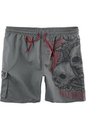 Rock Rebel Graue Badeshorts mit Totenkopf Print Badeshorts