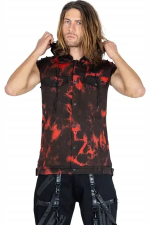 Heartless Ferris Vest Mens Black/Red Tie Dye Weste