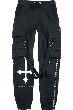 EMP Bequeme Stoffhose mit aufgenähten Taschen und Black Blood Prints Hose