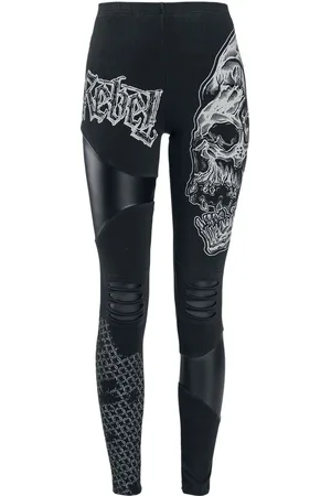 Rock Rebel Rockige Leggings mit Prints, Cut-Outs und Kunstledereinsätzen Leggings
