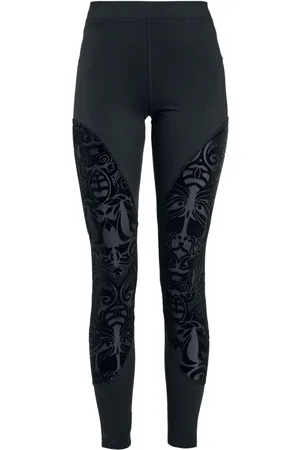 Gothicana Leggings mit semitransparenten Einsätzen und Flockprint Leggings