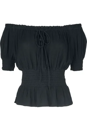 Gothicana Off Shoulder Shirt With Smocked Details Girl-Shirt