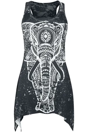 Innocent Spiritual Elephant Lace Panel Vest Girl-Top
