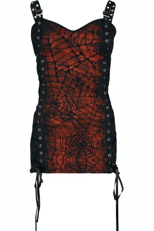 Gothicana Tank-Top with Spider-Web Frontprint Girl-Top