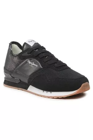 Pepe Jeans Damen Flache Sneakers - Sneakers - London W Troy PLS31466 Black 999
