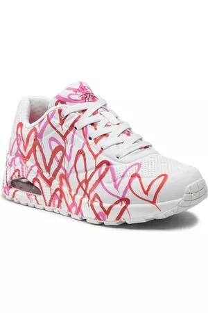 Skechers Damen Flache Sneakers - Sneakers - Spread The Love 155507/WRPK White/Red/Pink
