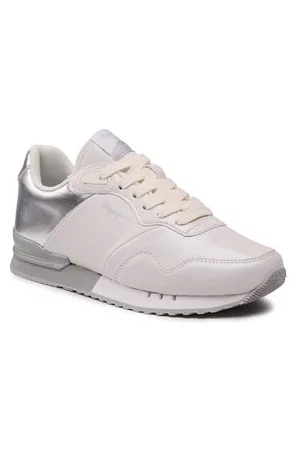 Pepe Jeans Damen Flache Sneakers - Sneakers - London W Part PLS31465 Factory White 801