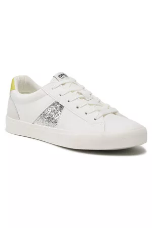 ONLY Damen Flache Sneakers - Sneakers - Onlsunny-11 15288092 White/Silver Gli