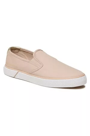 Tommy Hilfiger Damen Flache Sneakers - Sneakers aus Stoff - Essential Slip-On Sneaker FW0FW06956 Misty Blush TRY