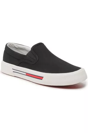 Tommy Hilfiger Damen Flache Sneakers - Sneakers aus Stoff - Slip On Wmn EN0EN02088 Black 0GJ