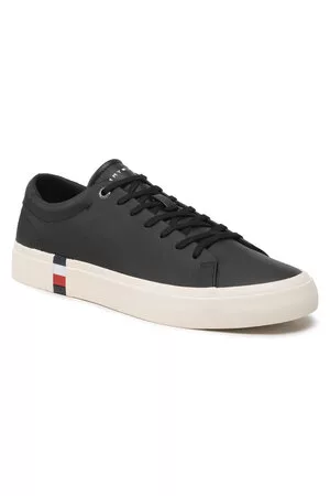 Tommy Hilfiger Herren Sneakers - Sneakers aus Stoff - Corporate Leather Detal Vulc FM0FM04589 Black BDS