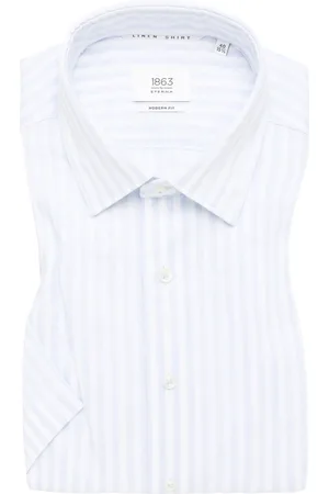 ETERNA MODERN FIT Linen Shirt in gestreift