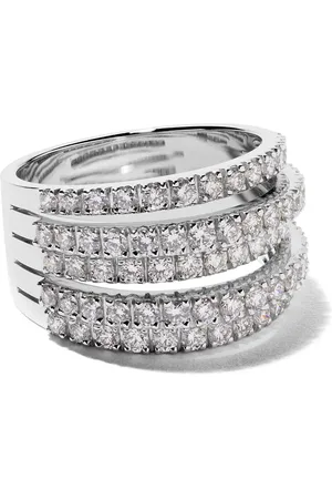 De Beers 18kt DB Classic Five Line Weißgoldring mit Diamanten