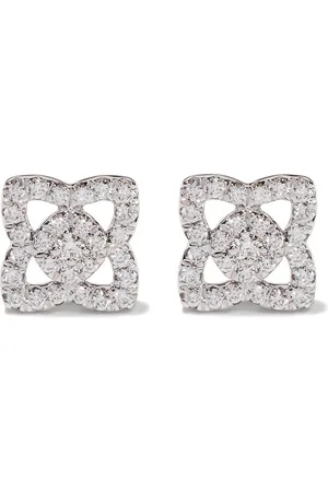 De Beers Kleine 18kt Enchanted Lotus Weißgoldohrstecker mit Diamant