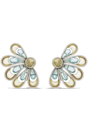 David Morris 18kt Weißgoldohrringe mit Aquamarin und Citrin