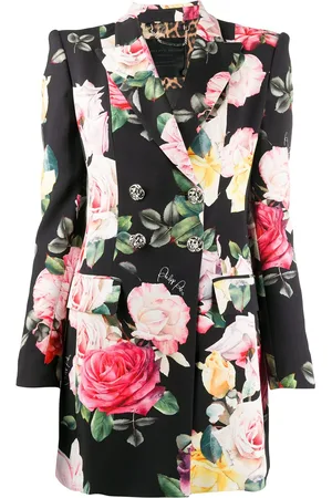 Philipp Plein Doppelreihiger Blazer mit Blumen-Print