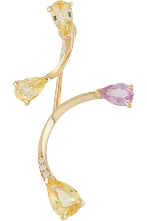 LE STER 18kt Gelbgoldohrstecker mit Diamanten und Saphiren