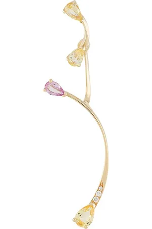 LE STER 18kt Gelbgolohrstecker mit Diamanten und Saphiren