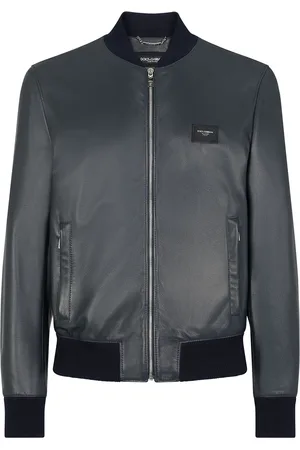 Dolce & Gabbana Bomberjacke aus Leder mit Logo-Schild