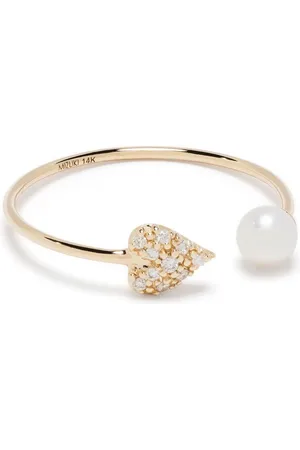 Mizuki 14kt Gelbgoldring mit Perle und einem Diamanten