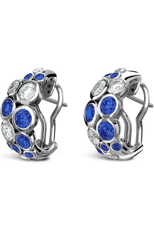 Pragnell 18kt Bubbles Weißgoldcreolen mit Saphir und Diamanten
