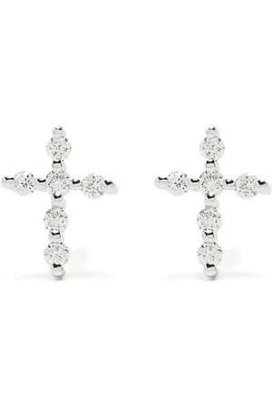 DJULA 18kt Big Cross Weißgoldohrringe mit Diamanten