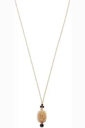 Dolce & Gabbana 18kt Virgin Mary Gelbgoldhalskette mit Saphir und Jade