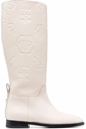 Philipp Plein Kniehohe Stiefel mit Logo-Prägung