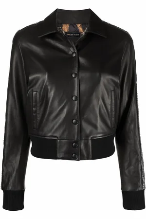 Philipp Plein Lederjacke mit Kristallen