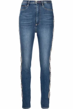 Philipp Plein High-Waist-Jeggings mit Kristallen