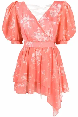 ULYANA SERGEENKO Gerafftes Minikleid mit Blumen-Print