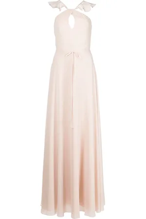 Marchesa Notte Neckholder-Abendkleid mit Rüschen