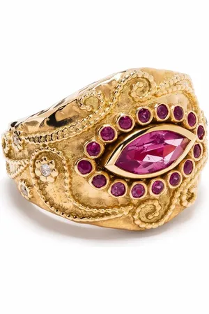 Aurélie Bidermann 18kt Cashmere Gelbgoldring mit Rubellit, Rubin und Diamanten