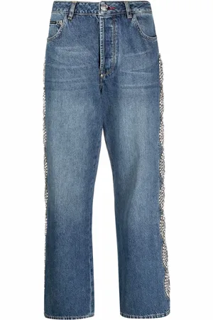 Philipp Plein Crystal Cable Wide-Leg-Jeans
